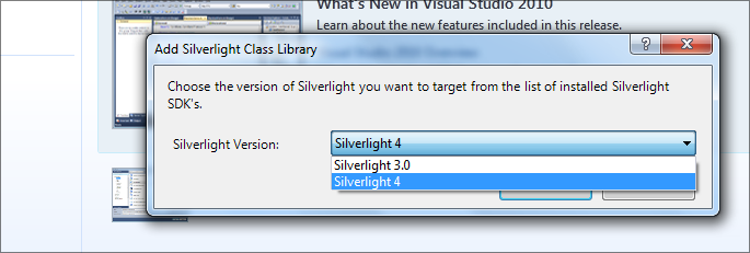 VisualStudioSelectSilverlightVersion